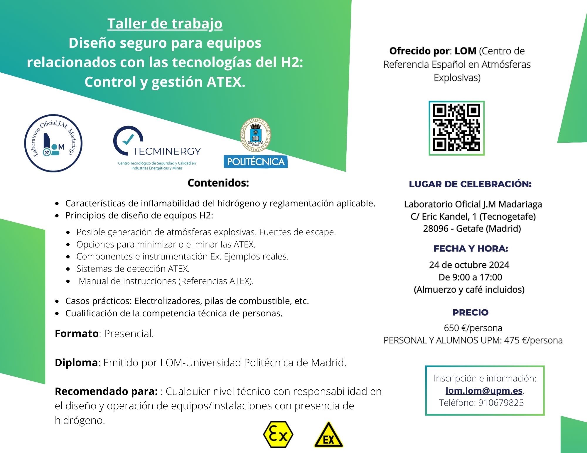 TALLER DE TRABAJO "CONTROL Y GESTIÓN ATEX EN EQUIPOS RELACIONADOS CON LAS TECNOLOGÍAS DEL HIDRÓGENO"