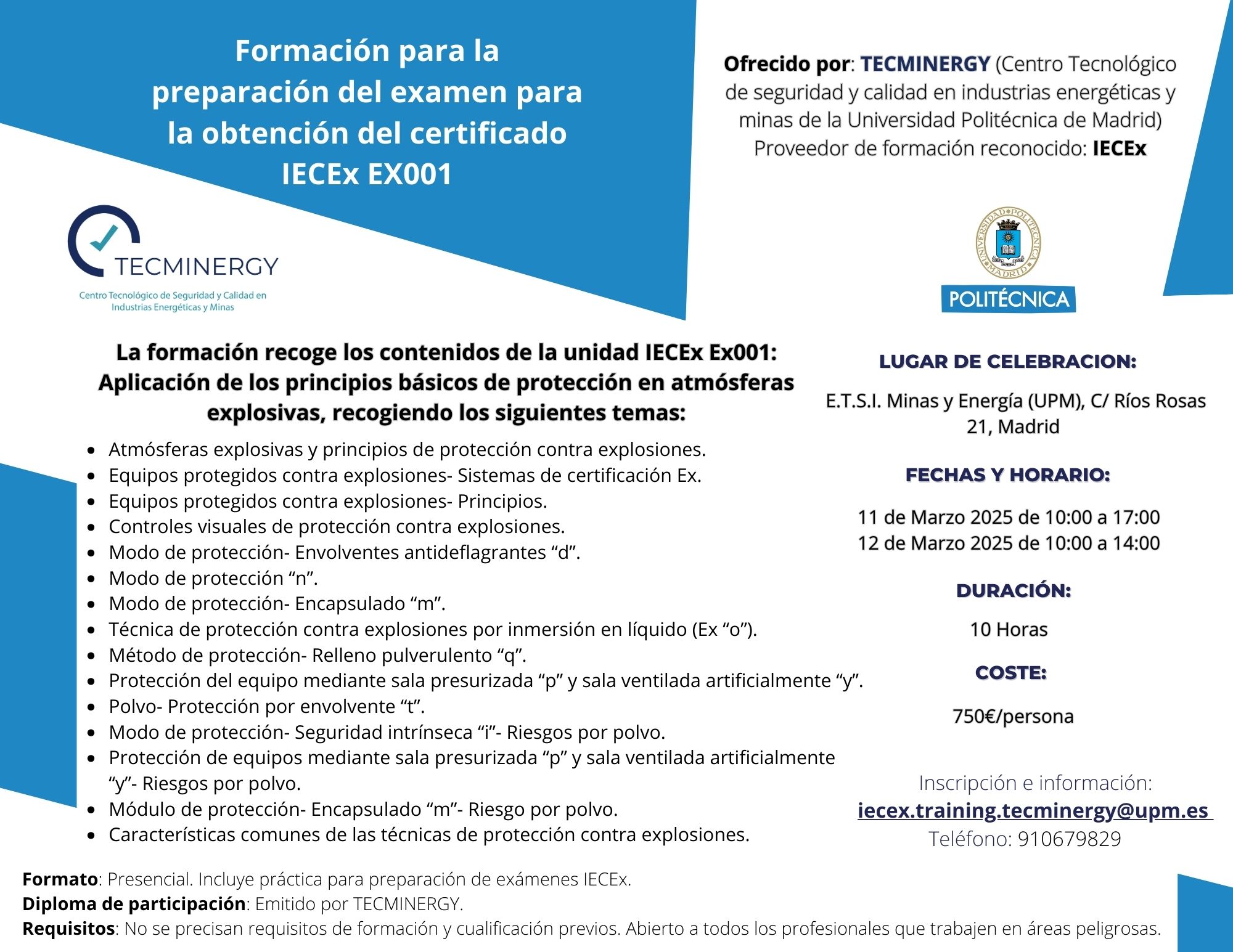 JORNADA FORMATIVA PARA LA PREPARACIÓN DEL EXAMEN IECEx- Ex001 DE COMPETENCIA DE PERSONAS Ex