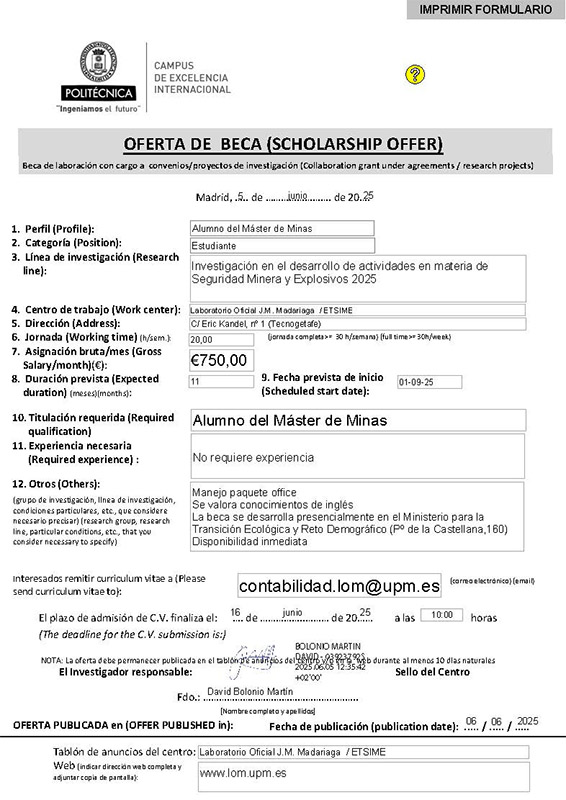 OFERTA BECA JUNIO 2025